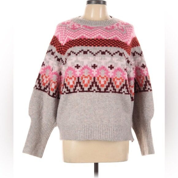 Driftwood Pink / Red / Gray Fair Isle Multicolor Patterned Sweater - Picture 2 of 4